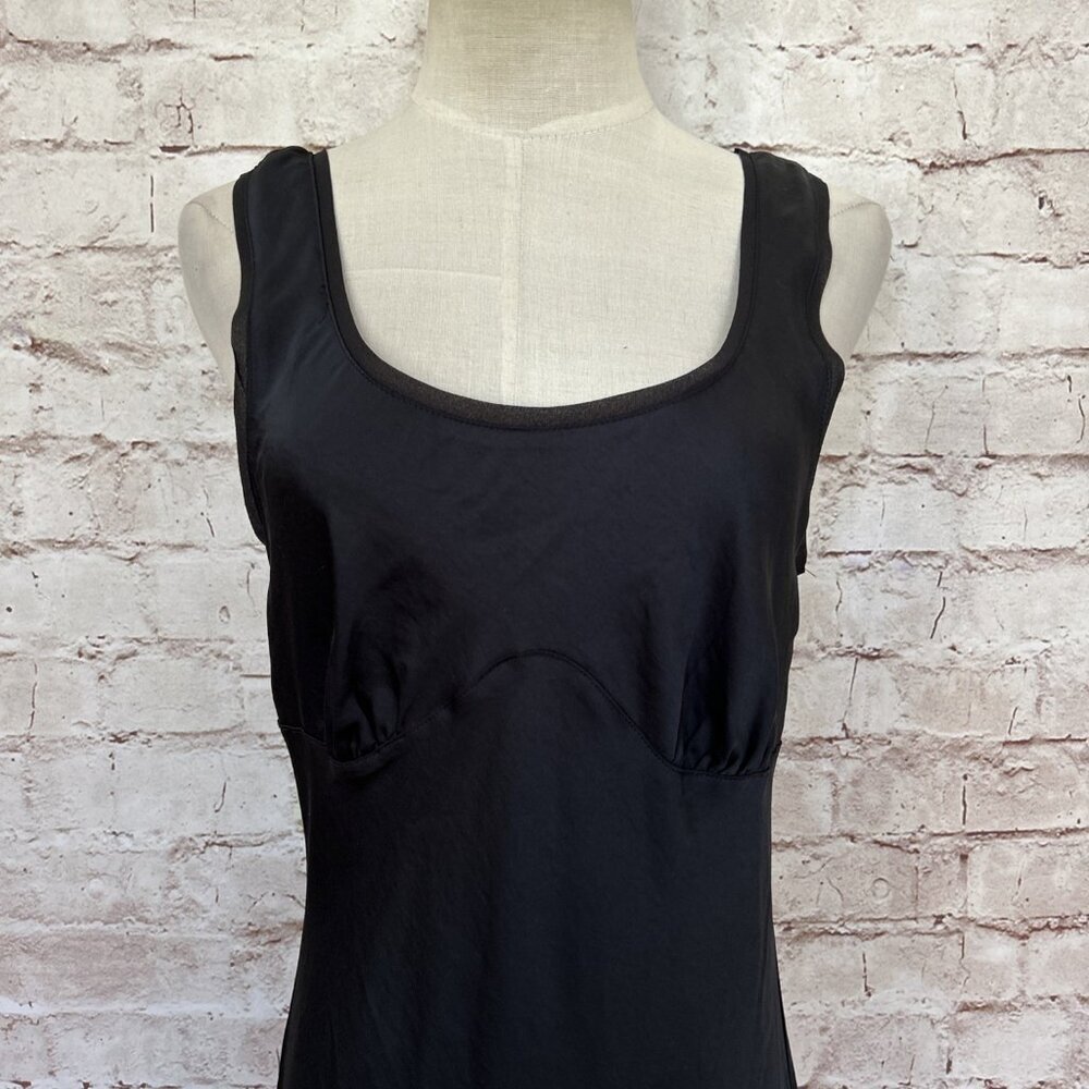 ALL:ROW Womens Maxi Dress Black Satin Empire Waist Sleeveless Side Slits  Size S - Picture 2 of 7